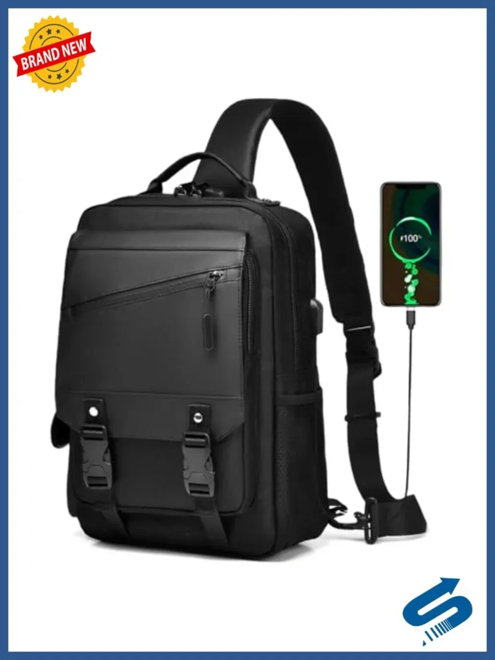 Anti-Theft Crossbody Sling Bag 13L Multi-Pocket Travel Satchel